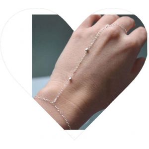 Meimie-Boho Perle Bracelet Anneau Doigt Argent Bracelet Esclaveminimaliste Bracelet Chaînemain Satellite Bracelet Poignet Quotidien Bijoux Chaînemain Pour Femmes Et Filles - Neuf