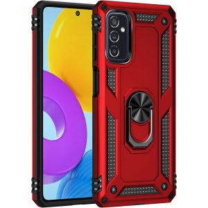 Coque De Protection Samsung Galaxy M23 (2022) - Bumper Tpu Mat Anti-Choc Militaire + Verre Trempé 3d Et Support - Rouge - Neuf