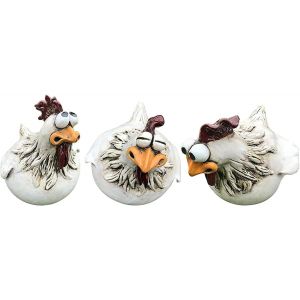 MEVRONISSHOP-Lot de 3 décorations de jardin en forme de poulet - Pour l'extérieur - Décoration de jardin - Décoration de jardin - Pelouse, piquet - Poulet - Poulet - Poulet - Pour l'intérieur - Neuf