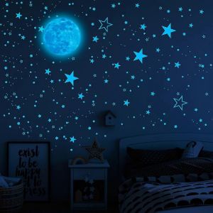 Promotion d'hiver,1049 Pièces Stickers Muraux Stickers Muraux Enfants Lune Et Les Étoiles Brillent Dans Le Noir Mur Autocollant Chambre Lumineux Autocollant Bébé Garçon Fille Enfant - Neuf