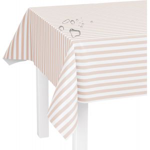 Sjzg-Nappe Lavable Au M&egrave;tre - 160 X 140 Cm (Bord Coup&eacute;) - Motif &Agrave; Rayures Roses - Imperm&eacute;able - Id&eacute;ale Comme Nappe Ou Chemin De Table Pour Bancs De Bi&egrave;re - Neuf