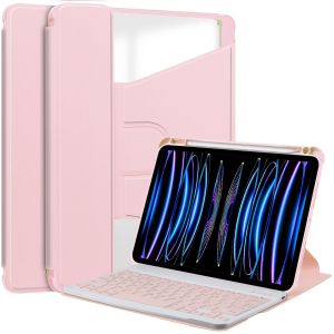 &Eacute;tui Clavier Bluetooth Rotatif &agrave; 360&deg; Compatible avec iPad 11 (A16) 2025 / iPad 10&egrave;me 10.9'' 2022 - Rose - Neuf