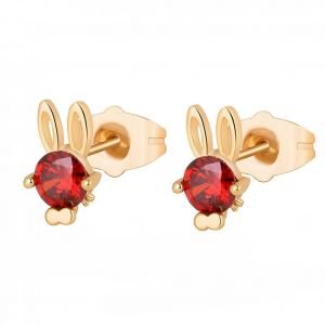 Femmes &Agrave; La Mode Boucles D'oreilles Lapin Forme Oreille Stud Strass D&eacute;coration Bijoux Cadeau (Rouge) - Neuf