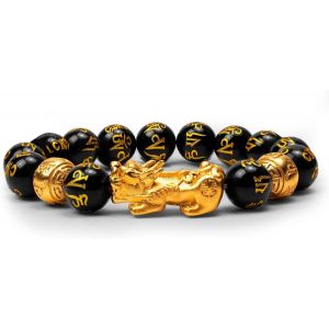 Eryi-Bracelet De Perles Feng Shui Chinois Pi Xiu En Obsidienne - Bracelet De Richesse Avec Amulette Sculptée À La Main Pour La Chance Et La Richesse,Coffret Exclusif, Cadeaux Pour Hommes - Neuf