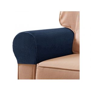 Housses D'accoudoirs Bleu Marine Pour Canap&eacute; Et Fauteuil - Extensibles, Paire - Neuf
