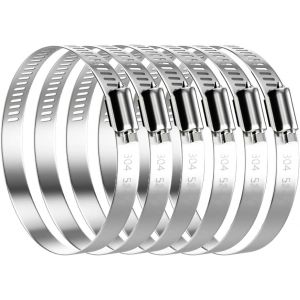 6 collier de serrage tuyau arrosage en acier inoxydable, collier serflex inox 52-76mm, metal serre flex serrage pour tuyau d'engrenage conduits de carburant plomberie automobile piscine - Neuf