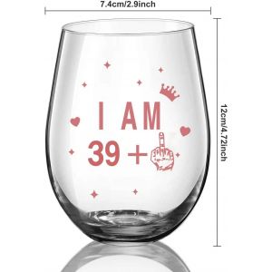 Verre &Agrave; Vin Sans Pied Pour 40e Anniversaire - Cadeau D'anniversaire - Verre &Agrave; Vin Pour Homme Et Femme - 40e Anniversaire De Mariage - D&eacute;coration De F&ecirc;te D'anniversaire De Mariage - 50 Ml (I Am 39+1) - Neuf