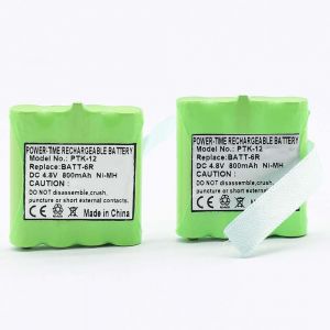 Lot de 2 piles Ni-MH 800 mAh 4,8 V BATT-6R PB-G8 pour radio Midland Alan G6 G8 M24 M48 M99 Plus AAA rechargeables avec un sac - Neuf