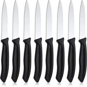 Mevronisshop-Couteaux De Cuisine Noir, Set De 8 Couteau Office Tranchants, Lame De 10 Cm En Acier Inoxydable Super Aff&ucirc;t&eacute;e Et Manche En Plastique, Lavable Au Lave-Vaisselle - Neuf