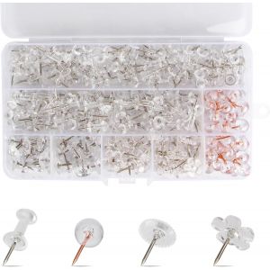 ChenQuanSarl-320 Pièces Puna Transparente, Puna Murale En Forme De Fleur, Puna s Rondes Avec Boîte De Rangement, Puna s Tableau Liège D'Engrenage En Plastique Pour Tableau D'Affichage - Neuf
