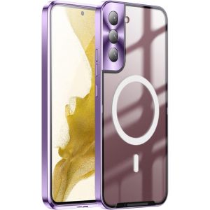 Sjzg-Hercn Metal Protective Case For Samsung Galaxy S22+ 5g 6.6"; Ring Magsafe Magnet - Wireless Charging - Aviation Aluminum Metal Protective Bumper Designed - Built-In Camera Lens Film - Slim (Purp - Neuf