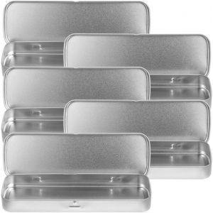 MAA-Lot de 5 trousses rectangulaires en métal vides à charnière pour stylos, crayons, pinceaux de maquillage - Neuf