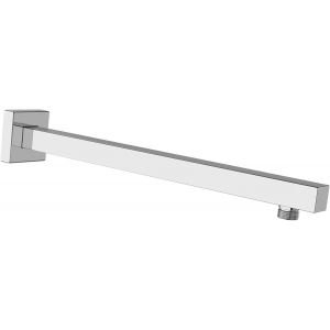 Bras de Douche Carr&eacute; Avec Bride, en Acier Inoxydable Massif, 50 cm, Extension de Pommeau de Douche, Montage Mural, Pour Salle de Bain Fixe (Chrom&eacute;) - Neuf