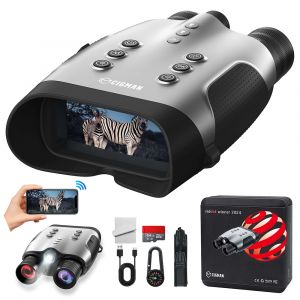 Jumelles de vision nocturne CIGMAN CNVPRO, vid&eacute;o 4K et photos 52 MP, capteur CMOS Sony Starlight, port&eacute;e infrarouge de 1 000 m, zoom num&eacute;rique 8x, streaming Wi-Fi - Neuf