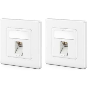 2x Prise R&eacute;seau CAT7 1 Port LAN de Donn&eacute;es Encastr&eacute;e + 2x Module Keystone RJ45 Sortie &agrave; 45&deg;-DSL R&eacute;seau C&acirc;ble de Brassage et de Pose - Neuf