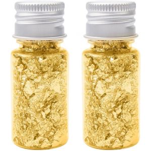 Mevronisshop-Lot De 2 Bouteilles Feuille D'or Comestible, Multifonction En Bouteille D&eacute;coratif Feuille D'or Papier Pour D&eacute;coration De Dessert G&acirc;teau Chocolat Cuisson Peinture Artisanat D'ongles D&eacute;cor - Neuf