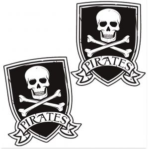 2 X Vinyle Autocollant Jolly Roger Crâne Drapeau Pirates Stickers Pour Moto Car Voiture Fenêtre Porte Casque Vélo Ordinateur Portable Ipad B 243 - Neuf