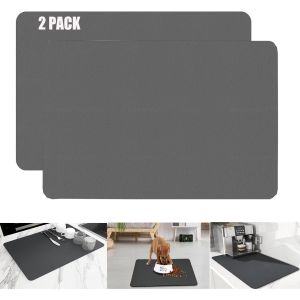 Eryi-2pcs Tapis Absorbant Vaisselle, Tapis Egouttoir Vaisselle, Tapis De Machine À Café, Tapis De Séchage Vaisselle Egouttoir Antidérapant Pour Cuisine, Bar(30 X 40cm,Gris Foncé) - Neuf