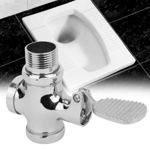HJLIAN Robinet de chasse d'eau pour toilettes, salle de bain, hotel, bureau, outil de chasse d'eau a pression au pied, robinet de chasse d'eau a retardement a pedale - Neuf
