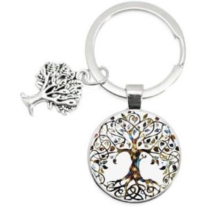 Kal-Porte-Clés Avec Pendentif Arbre De Vie - Bijou De Sac - Cadeau De Noël Ou D'anniversaire - Porte-Clés Pour Homme Et Femme, Multicolore, Taille Unique - Neuf
