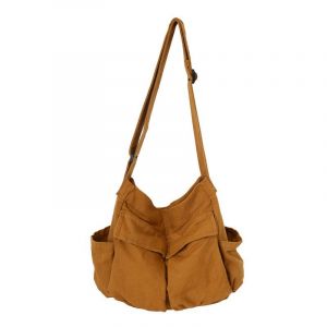 (Brun) 1 Morceau de Toile Sac &agrave; bandouli&egrave;re Grand Sac &agrave; Bandouli&egrave;re avec de Multiples Poches D&eacute;contract&eacute; sac Bandouli&egrave;re Sac &agrave; main Unisexe V&ecirc;tements de Style Sac &agrave; Bandouli&egrave;re Hommes et les Femmes - Neuf