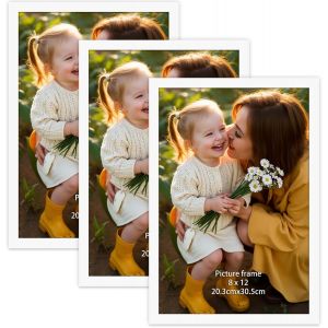 Cmwx-Lot De 3 Cadre Photo 20x30 Cm, Cadre 20x30 Blanc Pvc, Pour Les Photos, Dipl&ocirc;mes, Documents-Accrochage Mural Ou D&eacute;coration De Table - Neuf