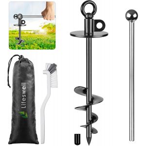 Lifeswel - Piquet D'attache Pour Chien De 38,1 Cm, Ancre Robuste Pour Chiens Jusqu'&agrave; 100 Kg, Sans Noeuds, Facile &Agrave; Installer Et &Agrave; Enlever, Id&eacute;al Pour La Cour, Le Camping Et La Plage,1 Pi&egrave;ce (Noi - Neuf