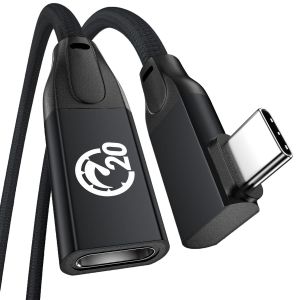 JGD-240W C&acirc;ble d'Extension USB C 0.6M, C&acirc;ble USB C 3.2 20Gbps M&acirc;le vers Femelle &agrave; Angle Droit, PD Charge Rapide Vid&eacute;o 4K, Extension de type C, pour USBC Hub/MacBook/iPad/Chargeur Mag-Safe/iPhone 16 1 - Neuf