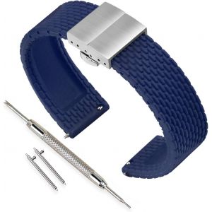 Eryi-Bracelet Montre Remplacer Silicone Bracelet Montre Homme Femme Noir - 18mm, 20mm, 22mm, 24mm Caoutchouc Montre Bracelet Avec Quick Release Pins & Boucle Déployante - Neuf