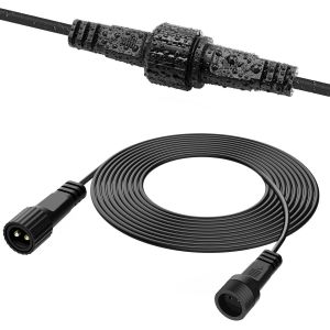 KAL-Câble De Rallonge 5M 2 Pôles Pour Lumières De Noël, Prolongateur Electrique, Ip65 Étanches Avec Connecteur Mâles Et Femelles Pour Extérieur Guirlande Lumineuses G40, Lumières De Glaçons, Jardin - Neuf