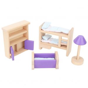 Ensemble De Mini Meubles En Bois, Simulation De Scene De Vie, Chambre A Coucher, Maison De Jeu, Jouet Pour Bebe - Neuf