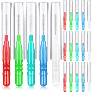 Lot De 50 Brossettes Interdentaires, Brosse À Dents Portable Avec Housse, Outil De Nettoyage Pour Nettoyer Les Espaces Interdentaires Et Maintenir Une Bonne Santé Bucco-Dentaire (5 Couleurs) - Neuf