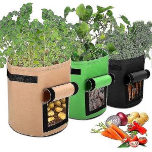 5pcs Sac De Plante Sac De Culture De L&eacute;gumes Plantation C&ocirc;t&eacute; Pots De Croissance De Jardin Respirant R&eacute;cipient Pour Pomme De Terre,Tomate,Carotte 1 Gallon - Neuf