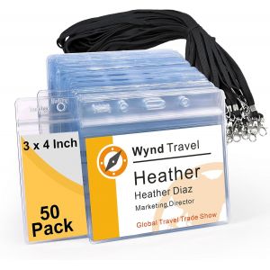 50 Porte Badge Tour De Cou,7.6 X 10.2 Cm Porte Carte Plastique,Pochette Plastique Pour Porte Badges D'identification Portable - Neuf