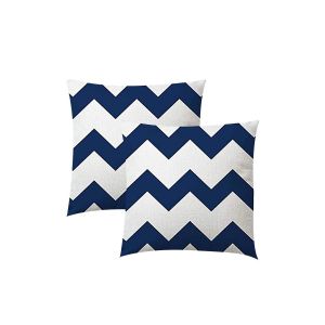 Lot De 2 Housses De Coussin G&eacute;om&eacute;triques 45x45cm En Lin, D&eacute;coration Int&eacute;rieure - Neuf