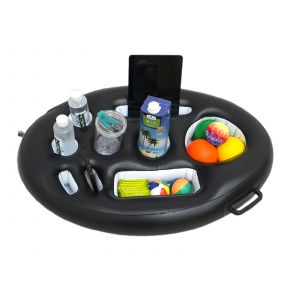 Plateau flottant gonflable pour boissons et bi&egrave;res - 9 trous, noir - Neuf