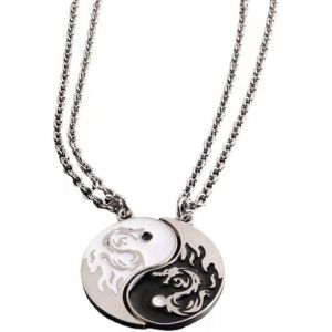 Kal-Paire De Colliers Taichi Bff - Chaînes D'amitié Ying Yang - Pendentif Dragon Sculpté - Bijoux Pour Meilleurs Amis Couples Et Amoureux - Cadeaux - Neuf
