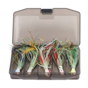 Lot De 5 Leurres De Peche En Silicone Souple Pour Poulpe, 28 G, Leurres Phosphorescents, Queue De Jupe, Avec Hamecon En Acier A Haute Teneur En Carbone, Pour La Peche En Eau Douce, En Mer Et En Ocean - Neuf