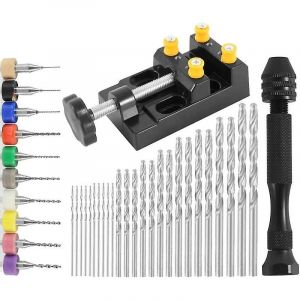 Mini perceuse à main de 37 pièces, étau de précision en aluminium, mini forets pour PCB de 0,3 à 1,2 mm, foret à fraiser hélicoïdal de 0,5 à 3 mm, outils de perçage manuel - Neuf