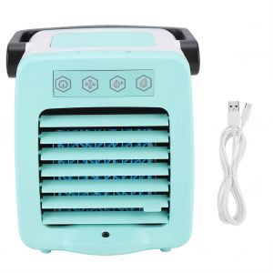 Hjlian Mini Climatiseur Portable, Humidificateur Et Refroidisseur D'air 2 En 1, Appareil D'aromatherapie (Bleu Et Blanc) - Neuf
