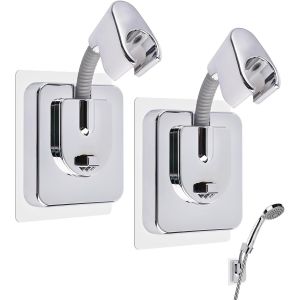 2 Pièces Support Douchette Mural, Auto-Adhésif Support Pommeau de Douche Sans Percage Ajustable à 360°, Porte Pommeau de Douche avec Crochet Convient à la Plupart des Douches à Main (DiamèTre 2cm) - Neuf