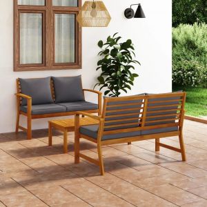 Prolenta Premium - Salon De Jardin 3 Pcs Avec Coussin Bois D'acacia Solide - Neuf