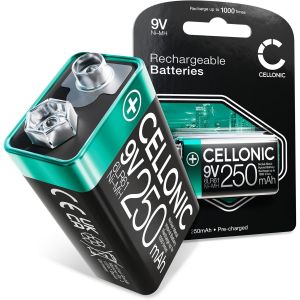 Piles Rechargeables 9V - 250mAh - pr&eacute;charg&eacute;es, durables, Longue dur&eacute;e de Vie - 1x 9V / E Block / 6F22 / 6LR61 / AM-61 Batterie - Neuf