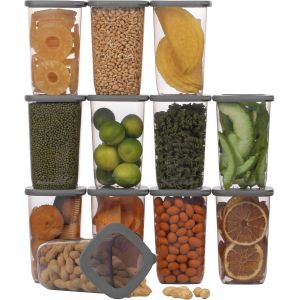 Uandu Boite De Rangement Cuisine Lot De 12,Bocaux Hermetiques Alimentaires En Plastique Scellée Avec Couvercle,Bocaux Rangement Cuisine En Plastique,Sans Bpa,Boîtes Céréales,Pâtes,Farine,Sucre..[M31] - Neuf