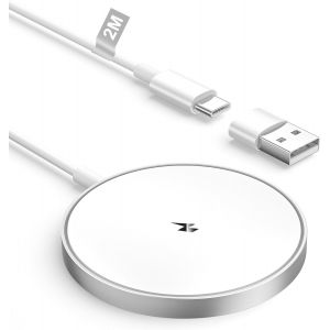 CMJAAGUR-Chargeur Induction Iphone, 15W Mag-Safe Chargeur Magnétique Chargeur Iphone Sans Fil Rapide Wireless Charger Pour Iphone 16/16 Pro/16 Pro /15/14/13/12/11/X/Xs/Se/Xr/Airpods Airpods [M514] - Neuf