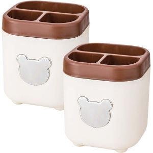 organiseur de bureau avec 4 compartiments &iquest; syst&egrave;me de rangement pour pense-b&ecirc;tes, trombones, crayons, etc. &iquest; casier en panneau de fibre et papier effet lin &iquest; beige - Neuf