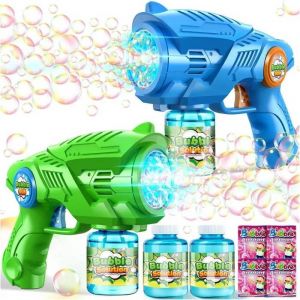 Lot De 2 Pistolets &Agrave; Bulles &Eacute;lectriques Led Pour Enfants 4-12 Ans - Jouet Amusant Et Automatique - Machine &Agrave; Bulles Par Bubblefun. - Neuf