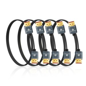 Extra Slim 4K 8K C&acirc;ble HDMI 0,5M Lot de 5, Ultra Fins Flexibles HDMI 2.1 Souple et haute vitesse 4K@120Hz 8K@60Hz 48gbps compatible Roku tv/HDTV/PS5/Blu-ray(2 Pi&egrave;ces) - Neuf