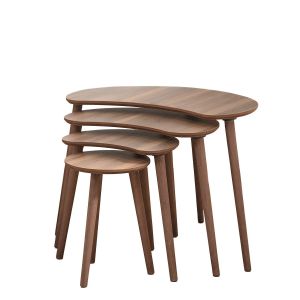 Table gigogne (4 pi&egrave;ces) en bois "Moon" 40 x 75 x 55 cm - Noyer - Neuf
