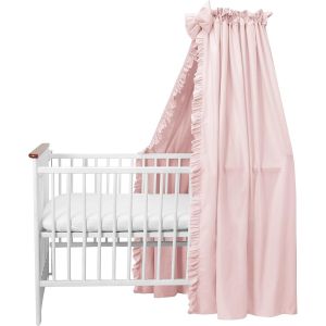 Clicksell-Baldaquin 100 % Coton,Kit De Décoration Pour Lit D'enfant,Ciel De Lit Avec Volants Et N?Ud,Moustiquaire Pour Chambre De Bébé,240x165 Cm,Rose Poudré Clair - Neuf